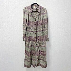 Free People Linen Long Duster Jacket Purple Gray Art Size ?